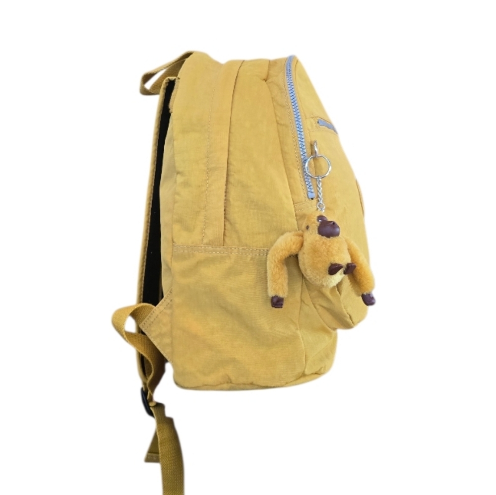 Kipling Mustard Yellow Nylon Backpack with Monkey Charm - Picture 5 of 15